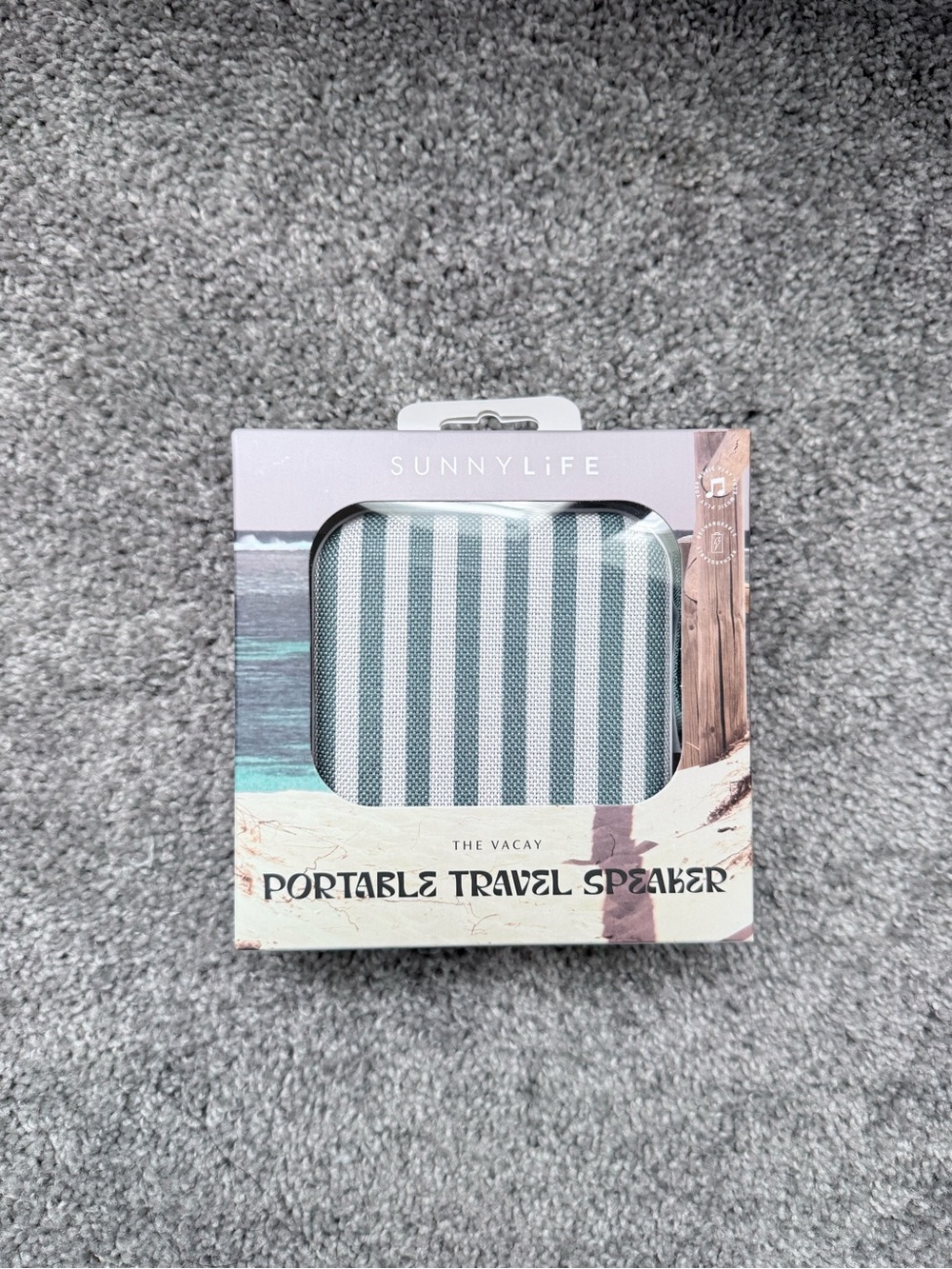 Sunnylife Teal & White Striped Portable Speaker